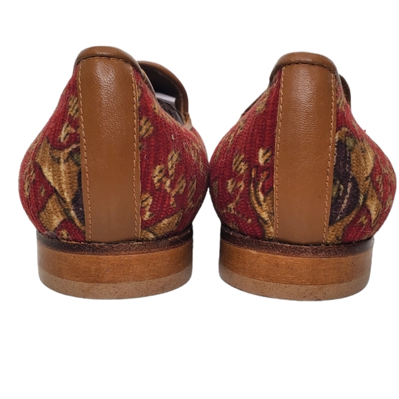 ZALO Elephant Tapestry Flats Loafers Smoking Slippers Sz 5 NWT Leather Soles - Picture 5 of 10